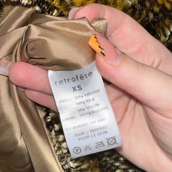 Retrofete NWT Eleanor Velvet Mini Dress in Gold Snake Size XS Black Animal Print - Picture 8 of 10